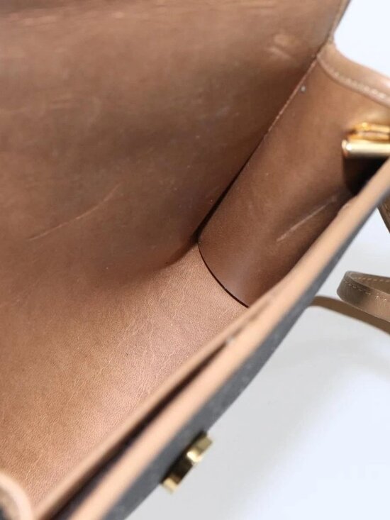 Christian Dior Honeycomb Canvas Shoulder Bag PVC Black Gold